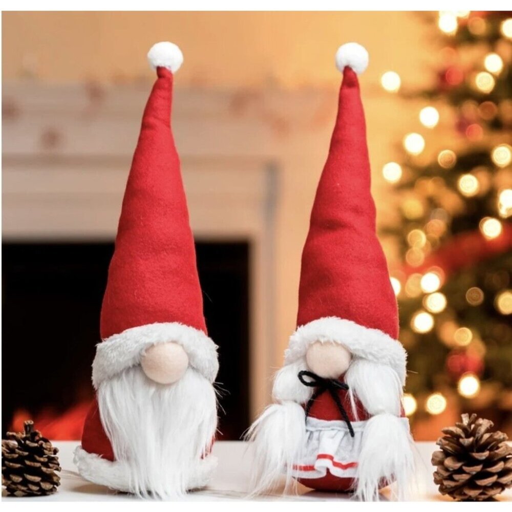 JOYIN 2 PCS Christmas Couple Gnome Christmas Tabletop, Gnome Plush  12"
